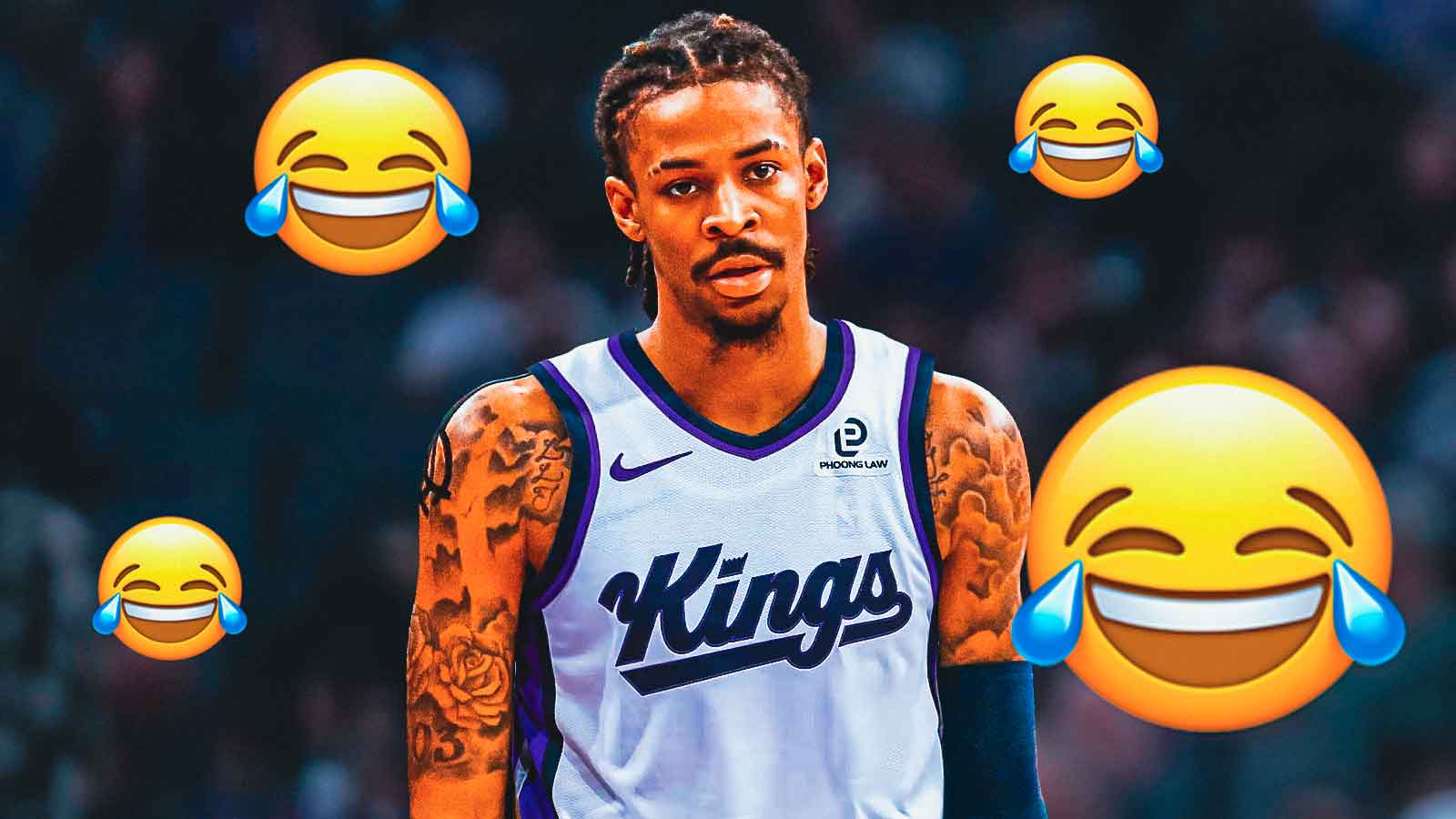 Ja Morant in Kings uniform, with ROFL emoji