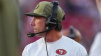 San Francisco 49ers head coach Kyle Shanahan looks on during the fourth quarter against the Los Angeles Rams at Levi's Stadium.