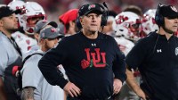 Utah Utes head coach Kyle Wittingham looks on in the fourth quarter against the Ohio State Buckeyes during the 2022 Rose Bowl college football game at the Rose Bowl.