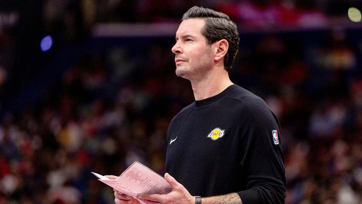 Los Angeles Lakers Head Coach JJ Redick looks on against the New Orleans Pelicans during the second half at Smoothie King Center.