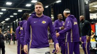 Los Angeles Lakers guard Luka Doncic (77) looks on before the game against the Phoenix Suns at Mortgage Matchup Center.
