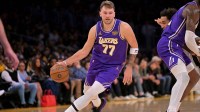 Los Angeles Lakers guard Luka Doncic (77) handles the ball during the second half against the San Antonio Spurs at Crypto.com Arena.