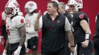 Wisconsin offensive line coach AJ Blazek is shown during spring football practice Thursday, April 3, 2025 in Madison, Wisconsin. Mark Hoffman/Milwaukee Journal Sentinel