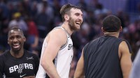 San Antonio Spurs center Luke Kornet (7) reacts after beating the Orlando Magic at Kia Center.