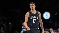 Dec 21, 2025; Brooklyn, New York, USA; Brooklyn Nets forward Michael Porter Jr. (17) reacts after making a shot against the Toronto Raptors during the first half at Barclays Center. Mandatory Credit: John Jones-Imagn Images