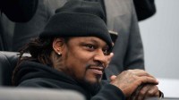 Marshawn Lynch at a press conference at Intermountain Health Performance Center.