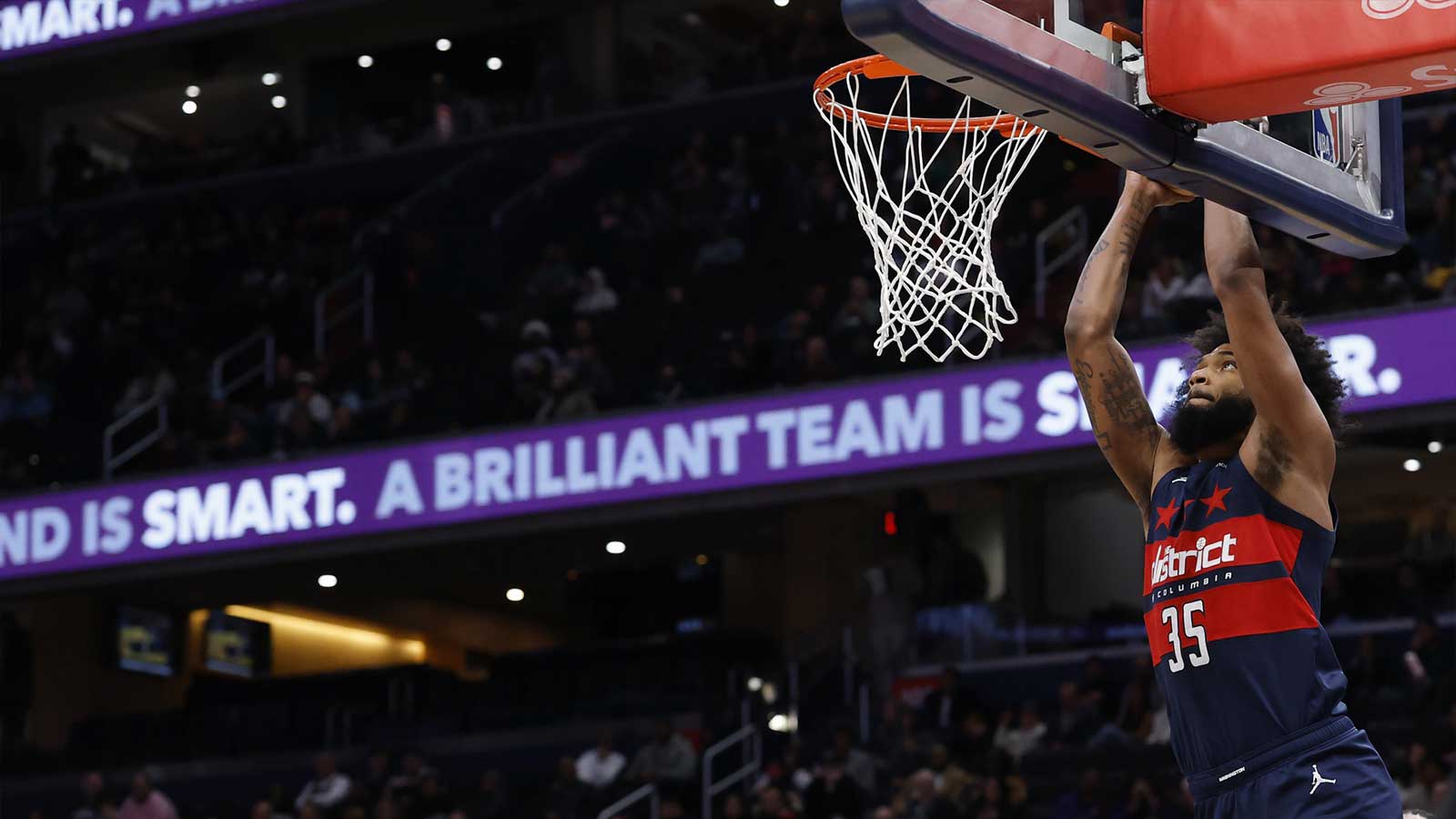 Washington Wizards forward Marvin Bagley III (35) dunks the ball against the Milwaukee Bucks in the second half at Capital One Arena. 