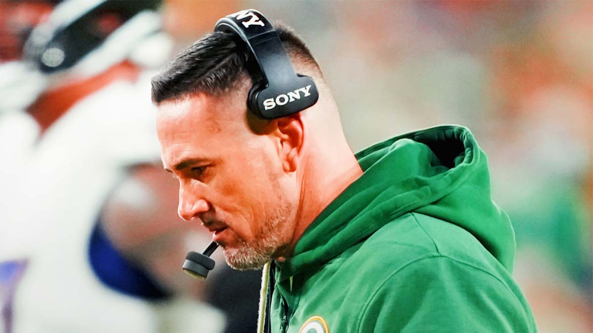 Green Bay Packers head coach Matt Lafleur is seen during the second quarter against the Baltimore Ravens at Lambeau Field.