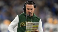 Green Bay Packers head coach Matt LaFleur calls a play against the Detroit Lions during the first quarter at Ford Field.