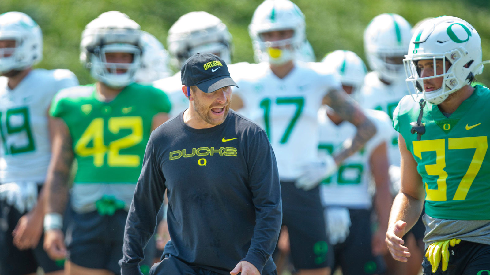 Matt Powledge leads a practice session during the second week of fall camp 
