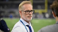Monday Night Football commentator Joe Buck before the game between the Dallas Cowboys and the Arizona Cardinals at AT&T Stadium. Mandatory Credit: Jerome Miron-Imagn Images