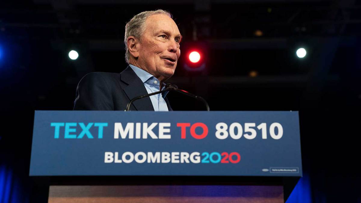 Mar 3, 2020; West Palm Beach, FL, USA; Presidential candidate Mike Bloomberg speaks during his Super Tuesday rally at the Palm Beach County Covention Center in West Palm Beach, Florida on March 3, 2020.