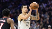 Brooklyn Nets forward Michael Porter Jr. (17) shoots against the Philadelphia 76ers during the second quarter at Xfinity Mobile Arena.