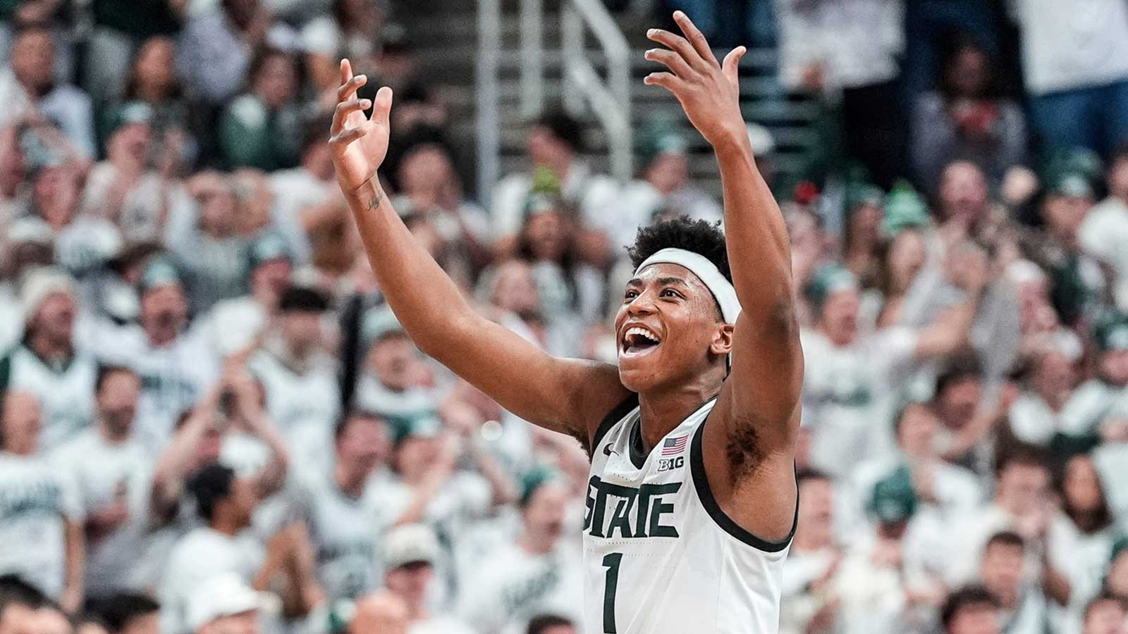 Michigan State’s Jeremy Fears encourages fans to continue ‘f**k’ Cam Boozer chants during game