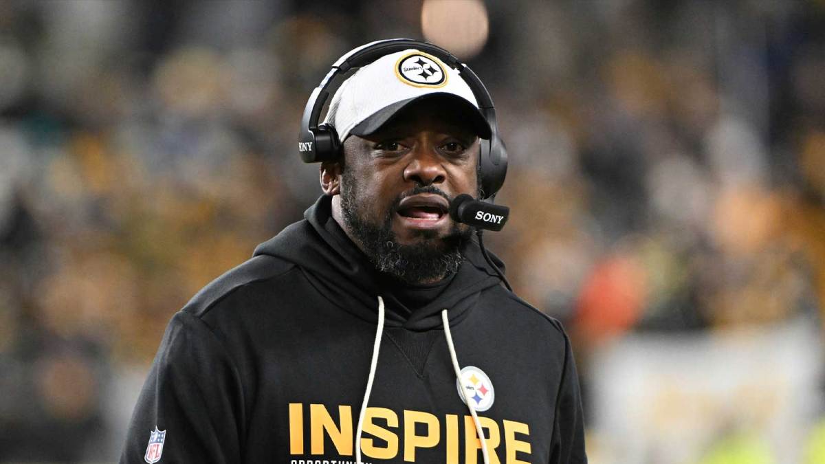 Pittsburgh Steelers head coach Mike Tomlin looks on in the first half against the Miami Dolphins at Acrisure Stadium.