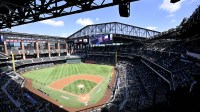A view of the open roof during the first inning between the Texas Rangers and the Minnesota Twins at Globe Life Field.