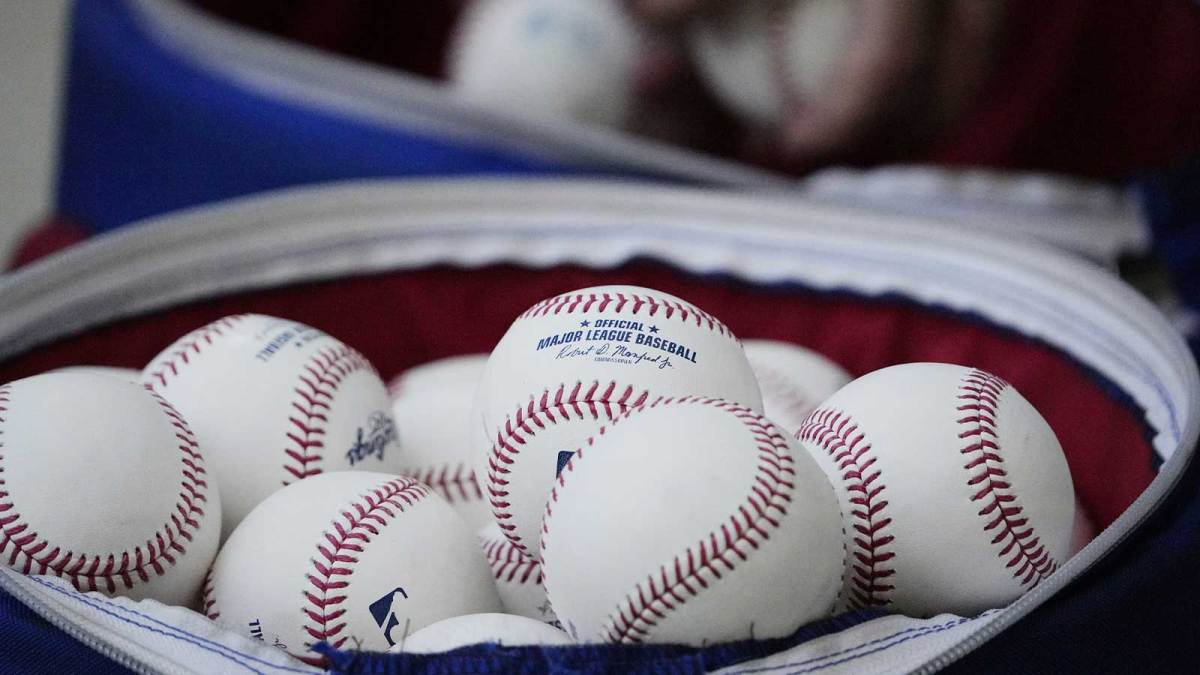 A detail view of of MLB baseballs before game one of the NLDS round for the 2025 MLB playoffs between the Chicago Cubs and Milwaukee Brewers at American Family Field.