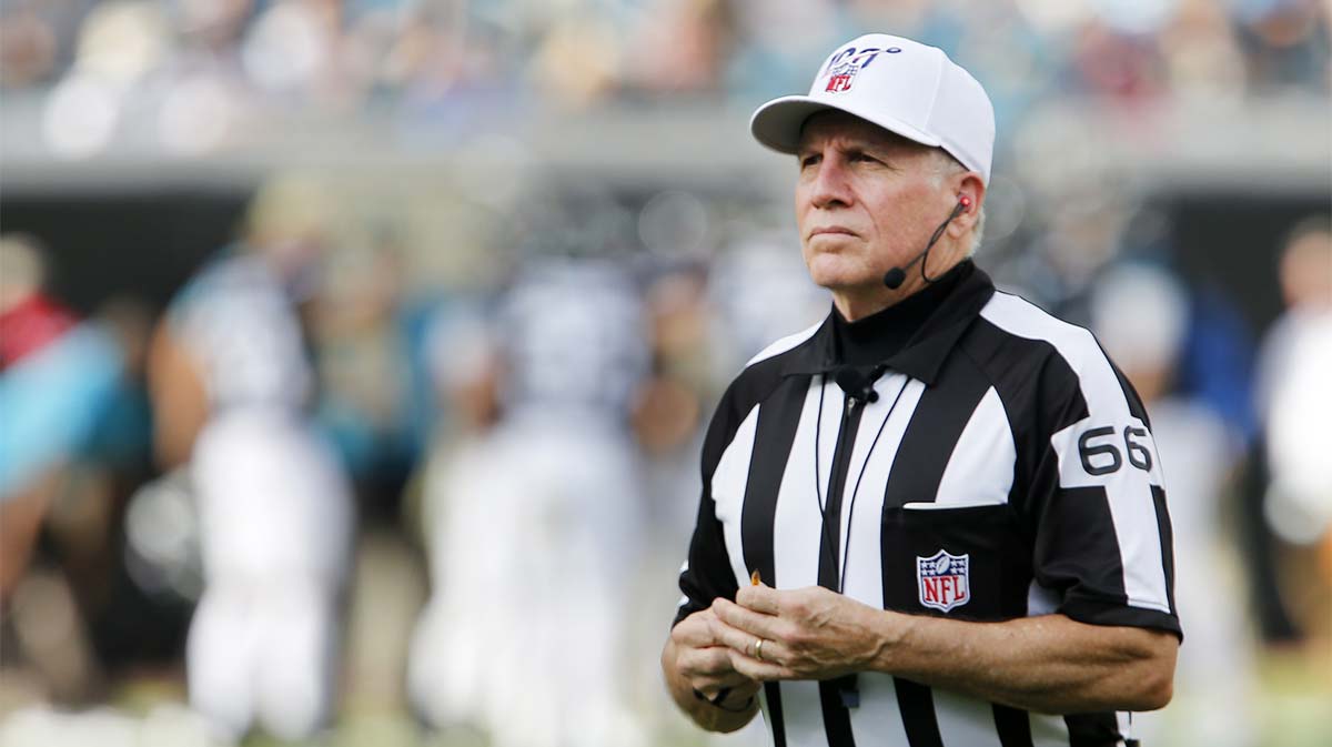 Dec 1, 2019; Jacksonville, FL, USA; referee Walt Anderson (66) walks to the sidelines during the second half of a game between the Jacksonville Jaguars and the Houston Texans at TIAA Bank Field.