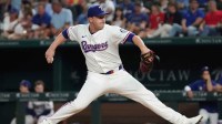 Texas Rangers pitcher Jacob Webb (71) throws to the plate during the fifth inning against the Minnesota Twins at Globe Life Field.