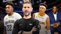 Jeremiah Fears, James Borrego, Derik Queen, Pelicans President Joe Dumars