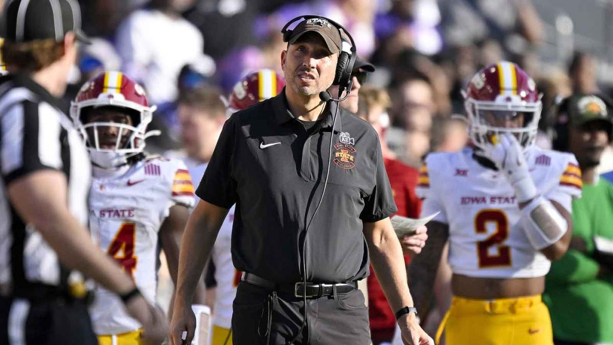 Iowa State Cyclones head coach Matt Campbell looks on during the first half against the TCU Horned Frogs at Amon G. Carter Stadium.