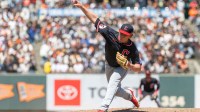 Cleveland Guardians pitcher Nic Enright (59) throws a pitch during the seventh inning against the San Francisco Giants at Oracle Park.