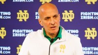 Notre Dame athletics director Pete Bevacqua speaks with media at Notre Dame Stadium.