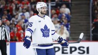 Toronto Maple Leafs defenseman Oliver Ekman-Larsson (95) looks on during the first period at United Center.
