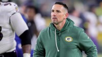 Green Bay Packers head coach Matt Lafleur runs off of the field after a game against the Baltimore Ravens on Saturday, December 27, 2025, at Lambeau Field in Green Bay, Wis. The Ravens won the game, 41-24.