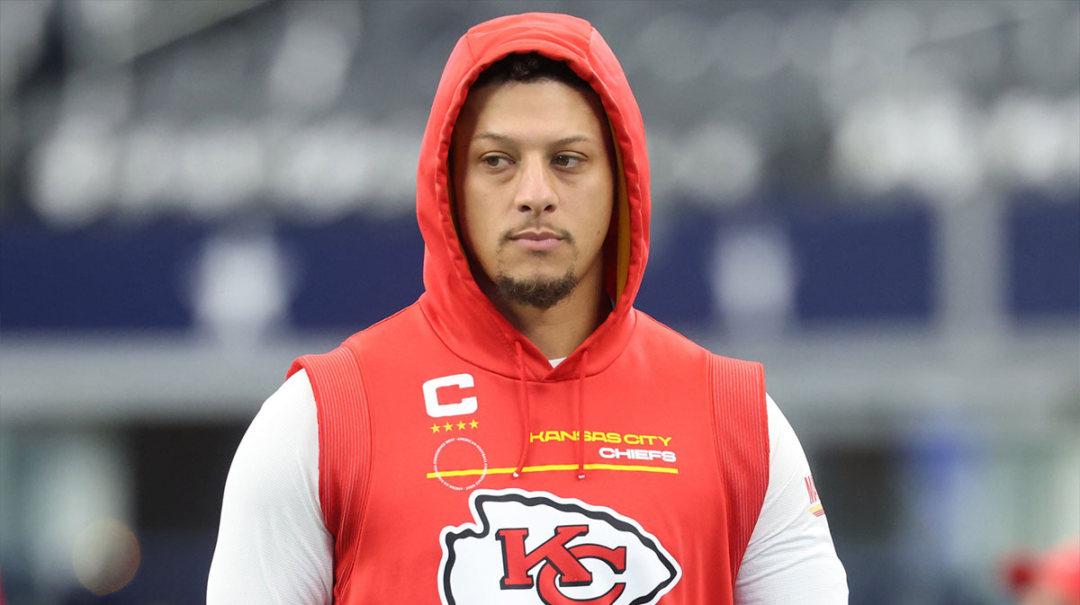 Kansas City Chiefs quarterback Patrick Mahomes (15) walks on the field prior to the game against the Dallas Cowboys at AT&T Stadium.