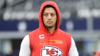 Kansas City Chiefs quarterback Patrick Mahomes (15) walks on the field prior to the game against the Dallas Cowboys at AT&T Stadium.