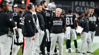 Las Vegas Raiders head coach Pete Carroll reacts in the fourth quarter against the New York Giants at Allegiant Stadium
