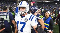 Indianapolis Colts quarterback Philip Rivers (17) walks to the locker room following a defeat against the Seattle Seahawks at Lumen Field.