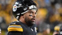 Pittsburgh Steelers defensive end Cam Heyward watches the game against the Tennessee Titans during the second quarter at Acrisure Stadium.