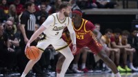 Purdue Boilermakers guard Braden Smith (3) dribbles the ball while Iowa State Cyclones guard Killyan Toure (27) defends during the first half against the Iowa State Cyclones at Mackey Arena. Mandatory Credit: Jacob