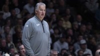Purdue Boilermakers head coach Matt Painter looks at the court during the first half against the Iowa State Cyclones at Mackey Arena.