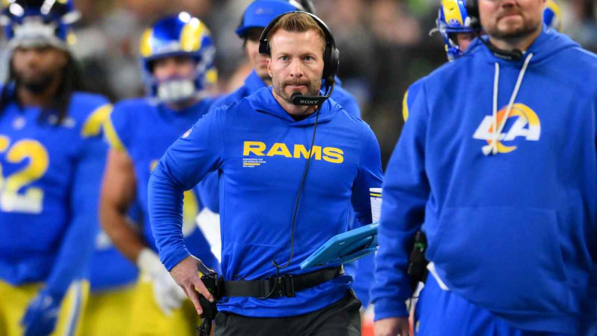 Los Angeles Rams head coach Sean McVay looks on in the first half against the Seattle Seahawks at Lumen Field.