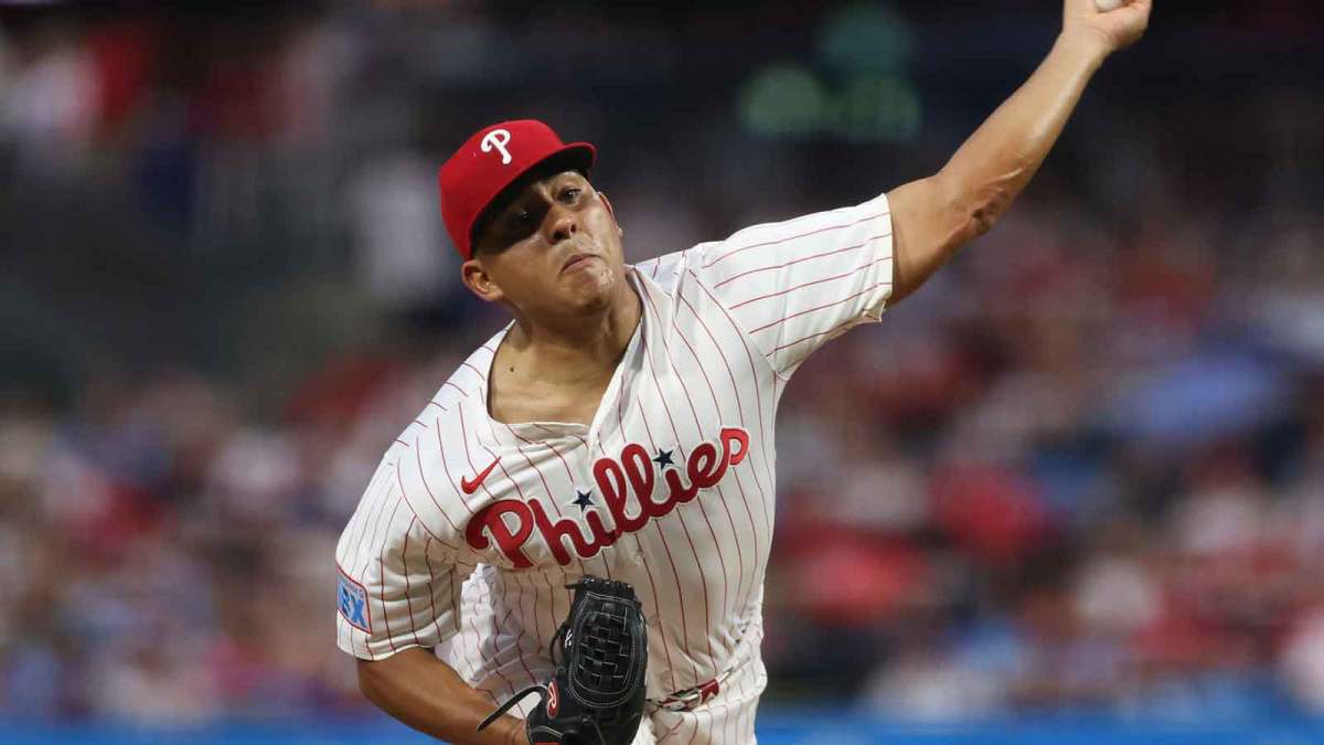 Philadelphia Phillies pitcher Ranger Suarez (55) throws a pitch against the Minnesota Twins during the second inning at Citizens Bank Park