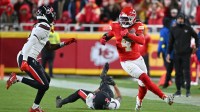Kansas City Chiefs wide receiver Rashee Rice (4) runs after a catch during the third quarter against the Houston Texans at GEHA Field at Arrowhead Stadium. Mandatory Credit: Amy Kontras-Imagn Images