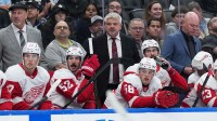 Detroit Red Wings head coach Todd McLellan watches the play against the Toronto Maple Leafs during the third period at Scotiabank Arena.