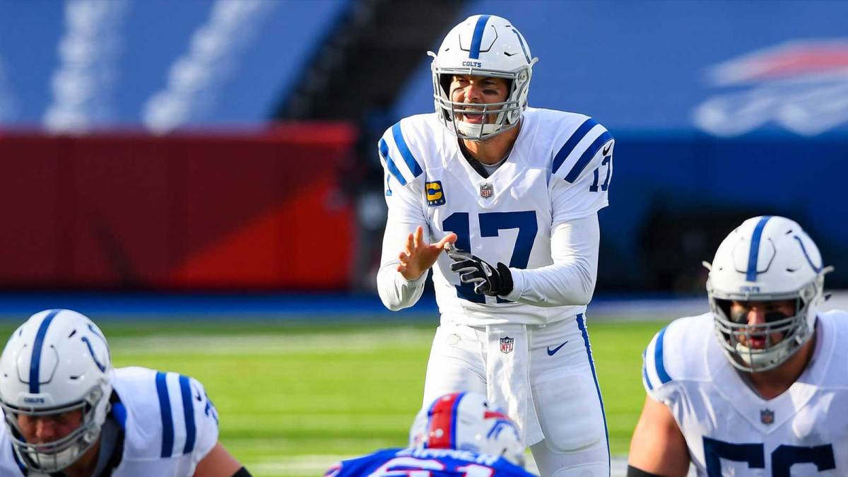 Indianapolis Colts quarterback Philip Rivers (17) in action against the Buffalo Bills during the second quarter of a AFC Wild Card game at Bills Stadium.