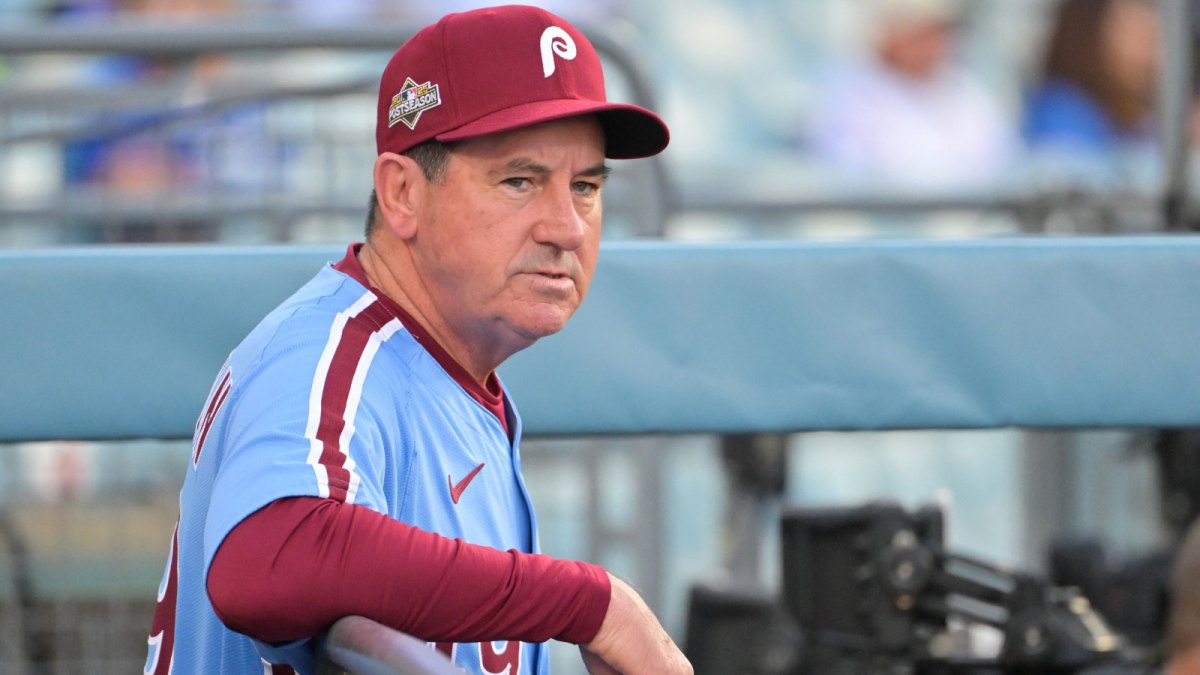 Philadelphia Phillies manager Rob Thomson (49) looks on before the game against the Los Angeles Dodgers during game three of the NLDS round for the 2025 MLB playoffs at Dodger Stadium.
