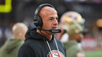 San Francisco 49ers defensive coordinator Robert Saleh looks on in the third quarter against the Arizona Cardinals at State Farm Stadium.
