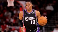 Sacramento Kings guard Russell Westbrook (18) handles the ball against the Houston Rockets during the third quarter at Toyota Center.