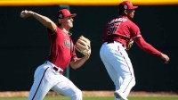 Arizona Diamondbacks pitcher Ryan Weiss during spring training practice at Salt River Fields.