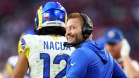 Los Angeles Rams head coach Sean McVay reacts during the second half at State Farm Stadium.