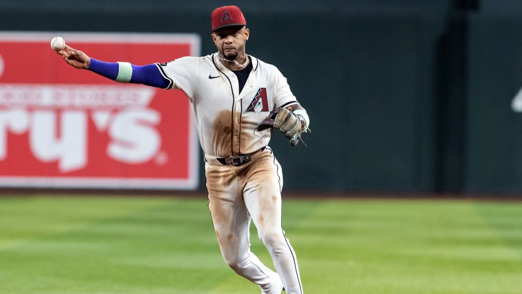 Arizona Diamondbacks second baseman Ketel Marte against the Los Angeles Dodgers at Chase Field. Mandatory Credit: Mark J. Rebilas-Imagn Images