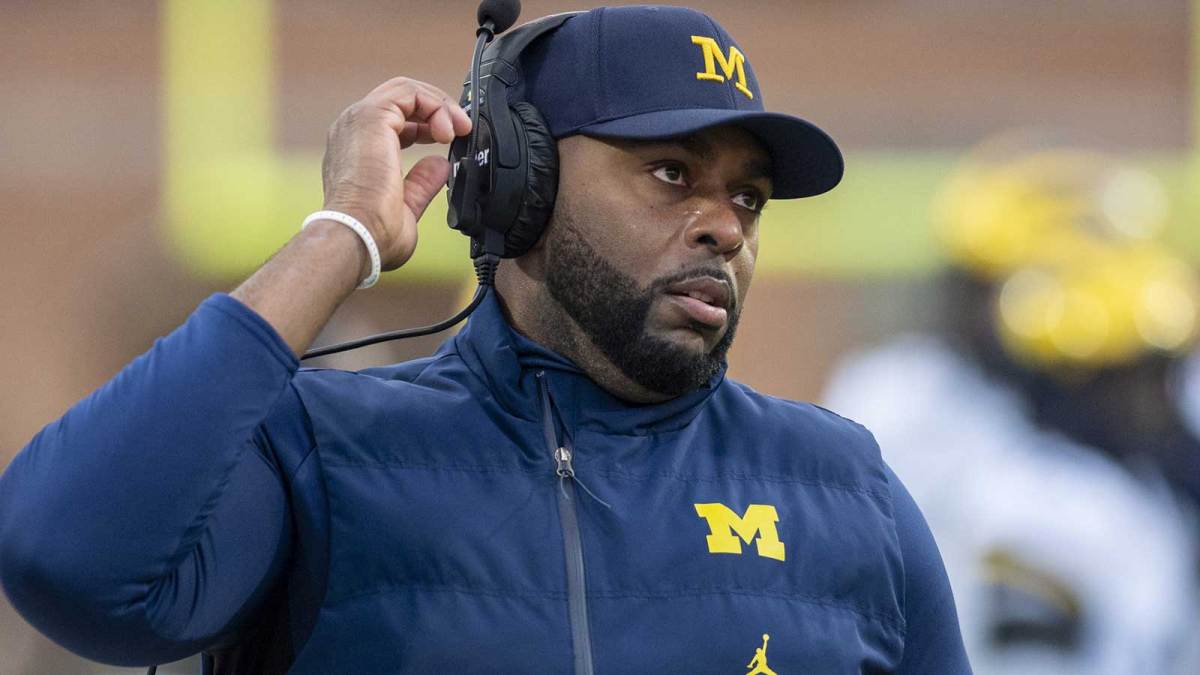 Michigan Wolverines head coach Sherrone Moore on the sidelines during the first quarter against the Maryland Terrapins at SECU Stadium