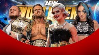 AEW Worlds End logo with Samoa Joe, Adam Page, Toni Storm, and Kris Statlander