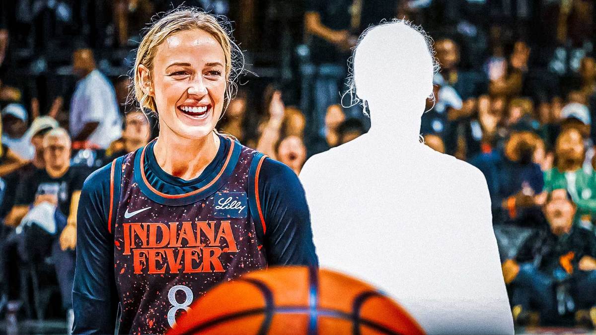 WNBA and Indiana Fever star Sophie Cunningham and a silhouette of her.